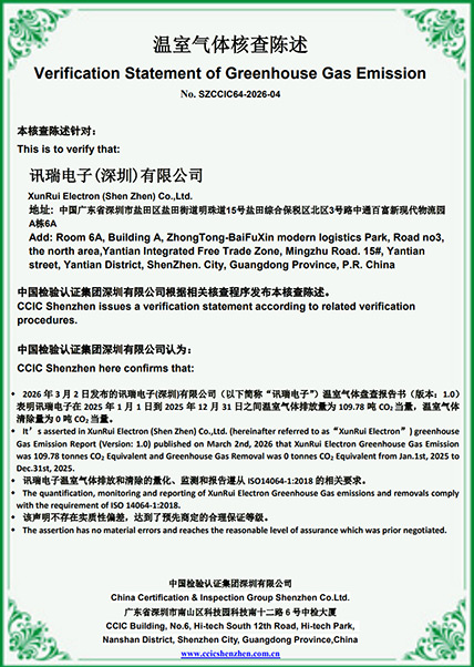XunRui Electron (Shen Zhen) certification 2025